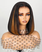 6x5 Glueless Bob Wig - Caramel Brown Highlights