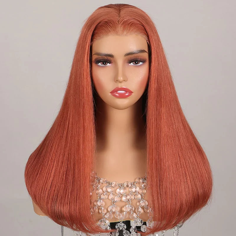 6x5 Glueless Ginger Brown Silky Straight Wigs - Pre-cut Lace