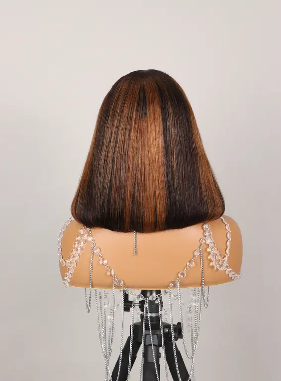 6x5 Glueless Bob Wig - Caramel Brown Highlights