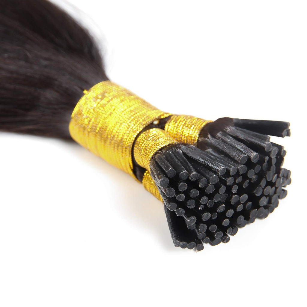 Raw Straight I-Tip Hair Extensions - Black #1B