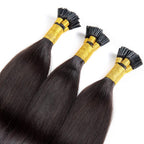 Raw Straight I-Tip Hair Extensions - Black #1B