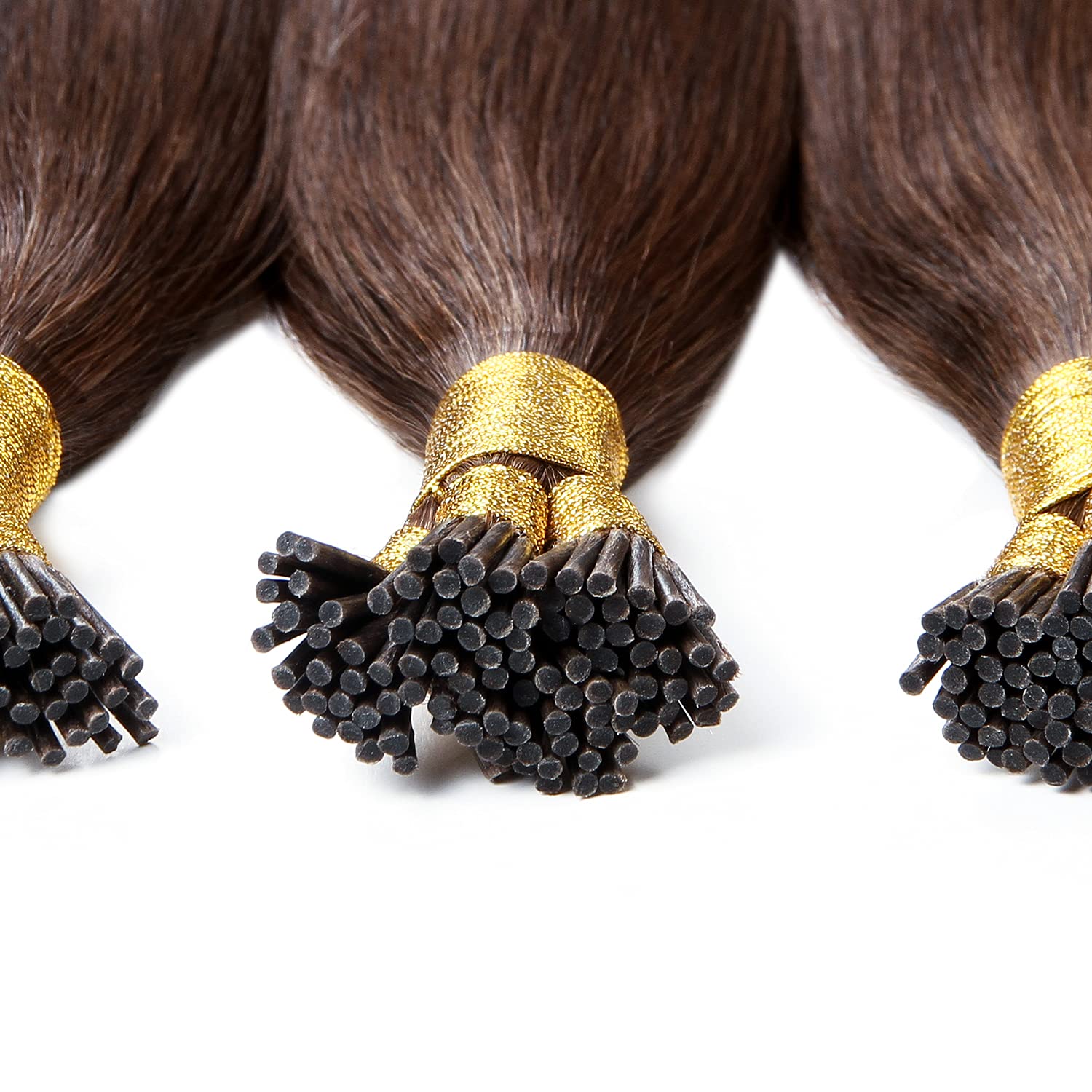 Raw Straight I-Tip Hair Extensions - Medium Brown #4