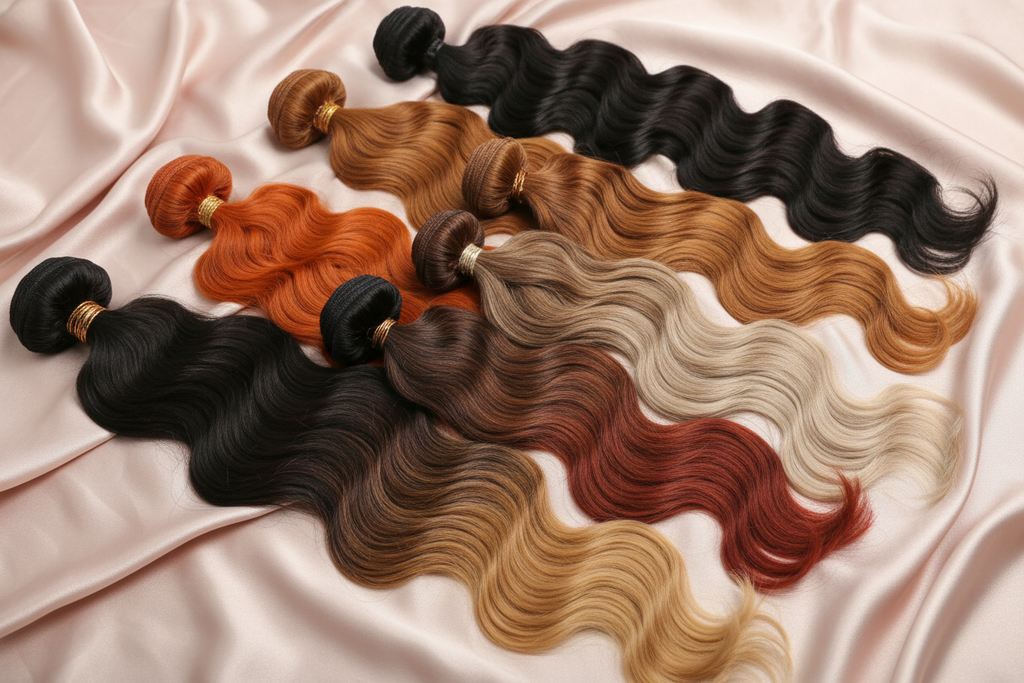 7 Hair Bundles - Ginger, Black, Honey Brown, Ombré