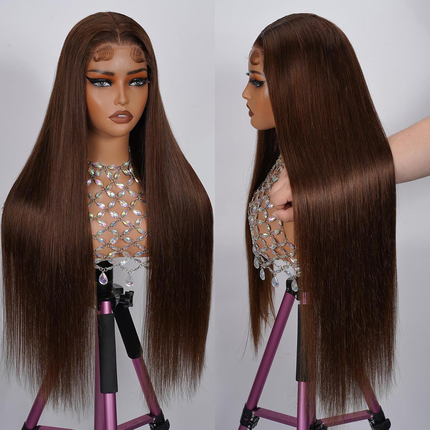 6x5 Glueless Straight Wig - Chestnut Brown