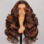 6x5 Pre-Cut Long Wavy Glueless Wig - Caramel Ombre