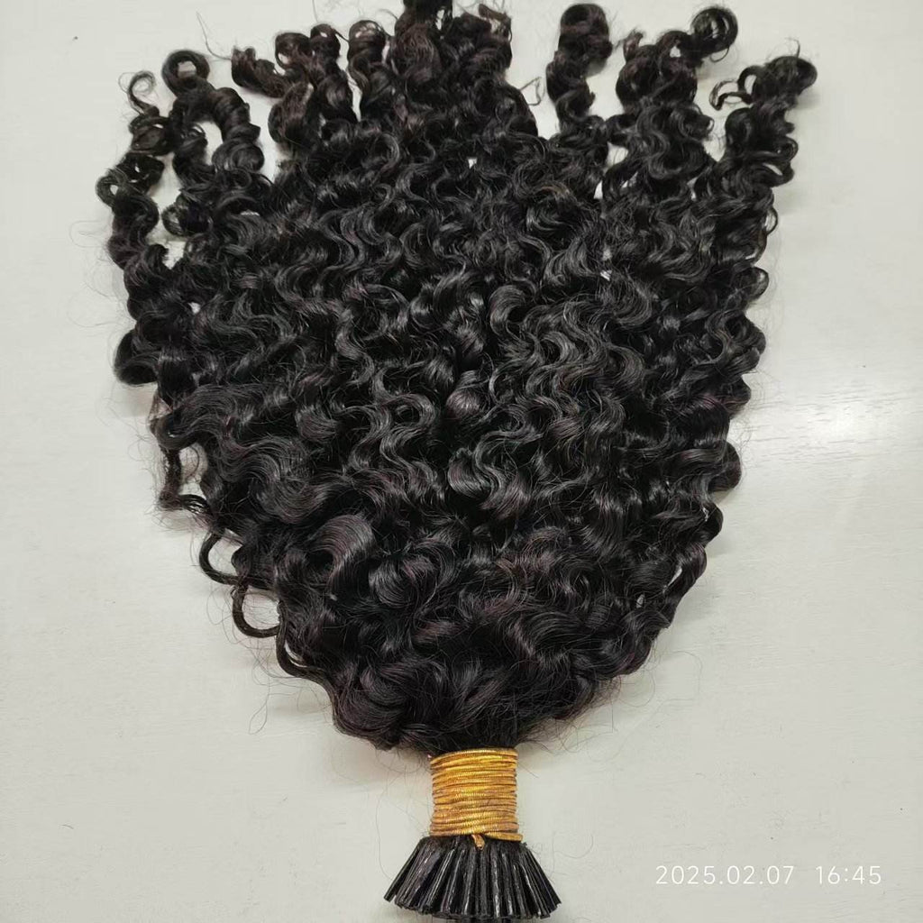 Raw I-Tip Hair Extensions - Burmese Curly