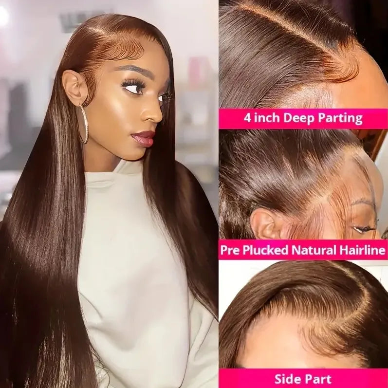 6x5 Glueless Straight Wig - Chestnut Brown