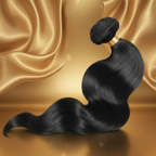 Black Hair Bundle with Gold Drapes