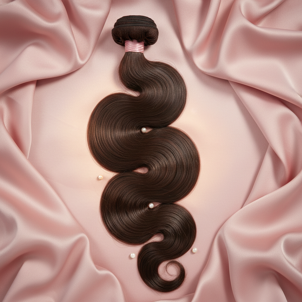 Brown Hair Bundle with Pink Drapes